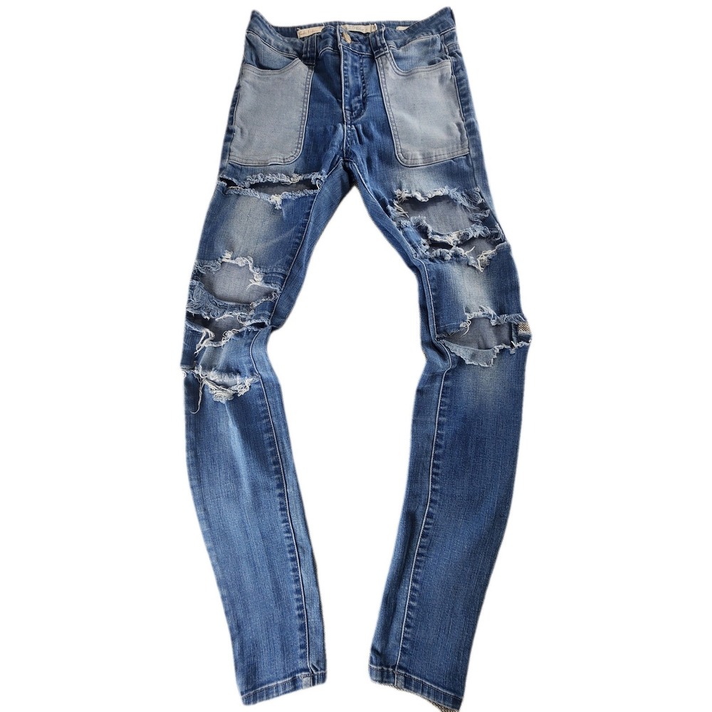 Wild Blue Jeans Size 53 Distressed Low Rise Sadie Robertson Patch Pocket Y2K